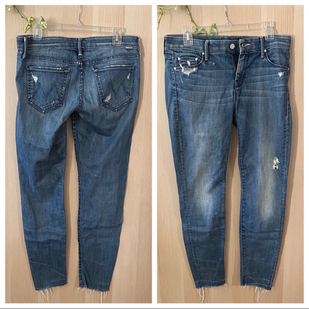 Mother Distressed Skinny Raw Hem Jeans 29
